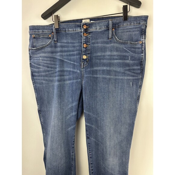 J. Crew 9" Vintage Straight Jean Distressed Button Fly Blue Denim Plus Size 36 - Picture 2 of 9